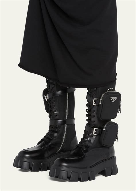 prada leather and neoprene boots mens|prada combat boots with pouch.